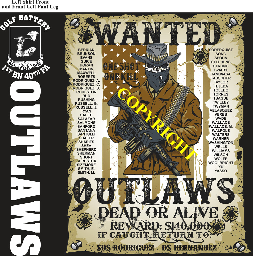 Platoon Items GOLF 1st 40th OUTLAWS 4th PLATOON AUG 2025 GRADUATED 8-8-2025