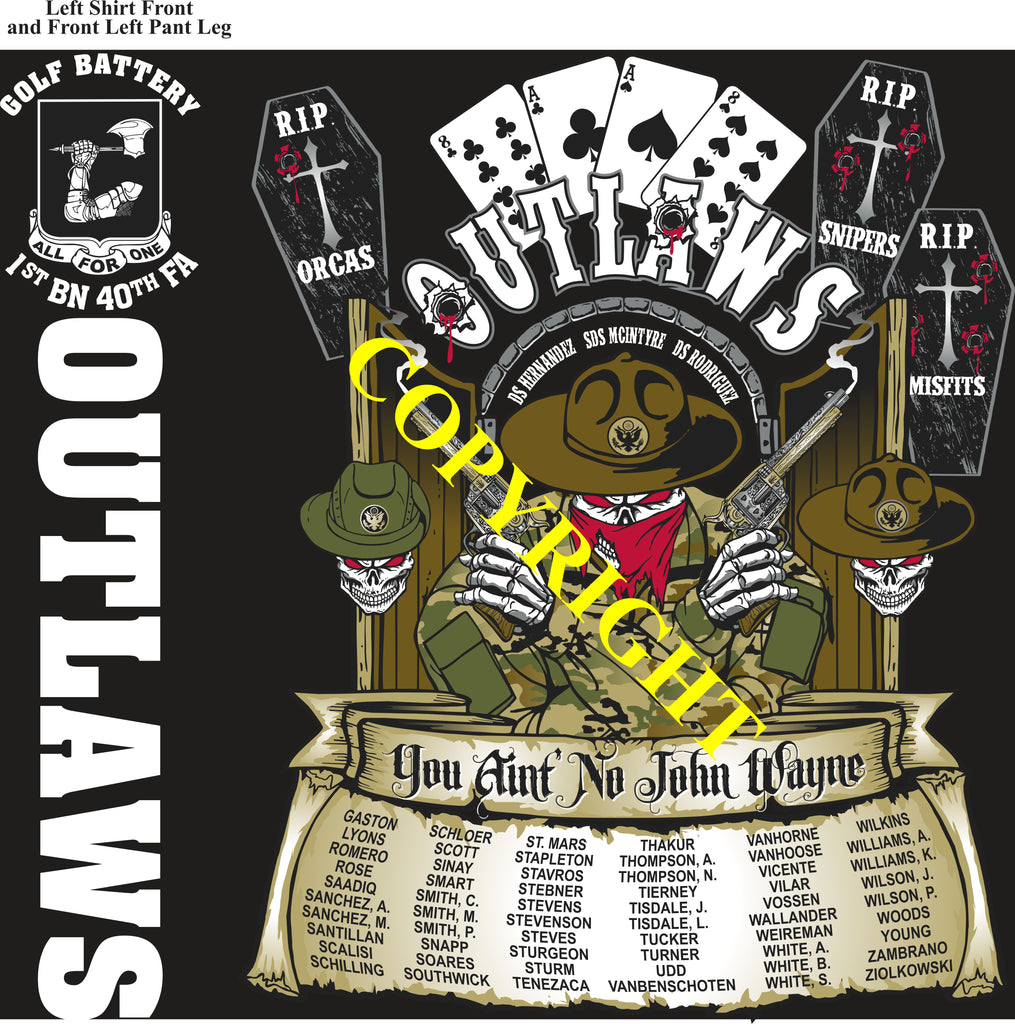 Platoon Items (direct-to-garment print) GOLF 1st 40th OUTLAWS 4th PLATOON MAY 2025