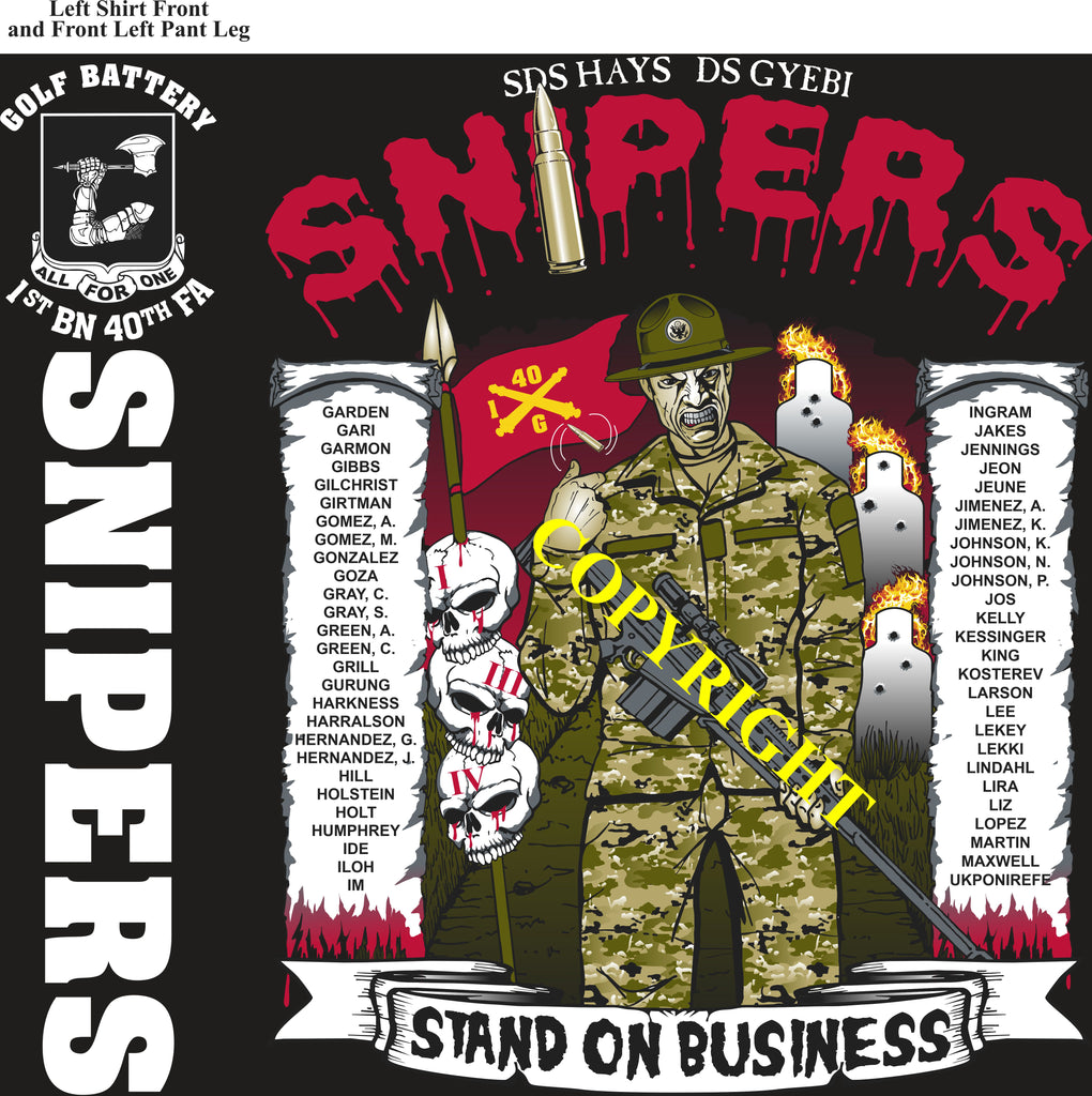 Platoon Items GOLF 1st 40th SNIPERS 2nd PLATOON AUG 2025 GRADUATED 8-8-2025