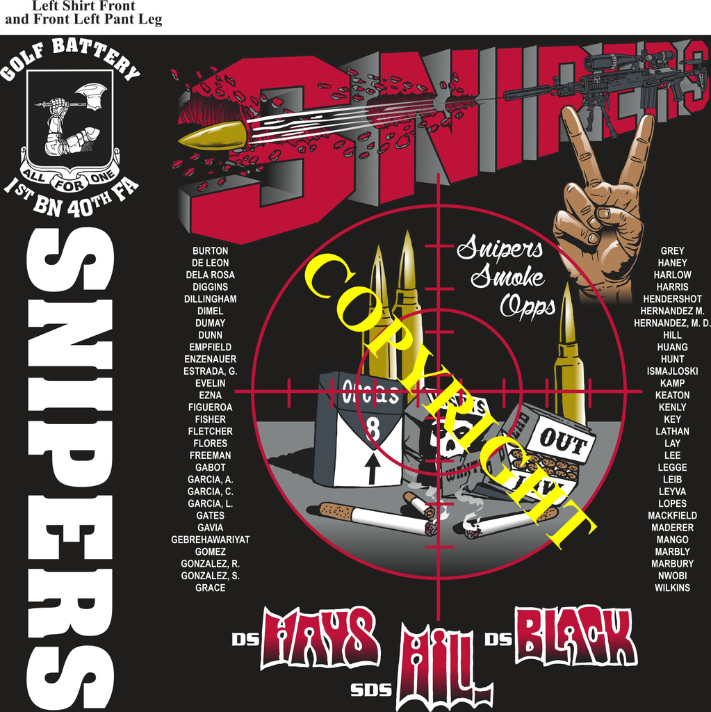 Platoon Items (direct-to-garment print) GOLF 1st 40th SNIPERS 2nd PLATOON MAY 2025