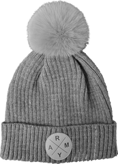 GRAY POM BEANIE