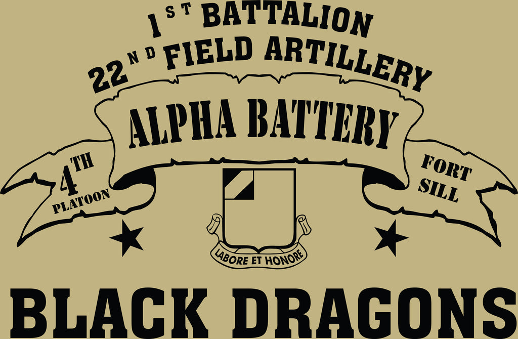 VINTAGE PLATOON SHIRT ALPHA 1-22nd 4th PLATOON BLACK DRAGONS