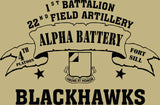 VINTAGE PLATOON SHIRT ALPHA 1-22nd 4th PLATOON BLACKHAWKS