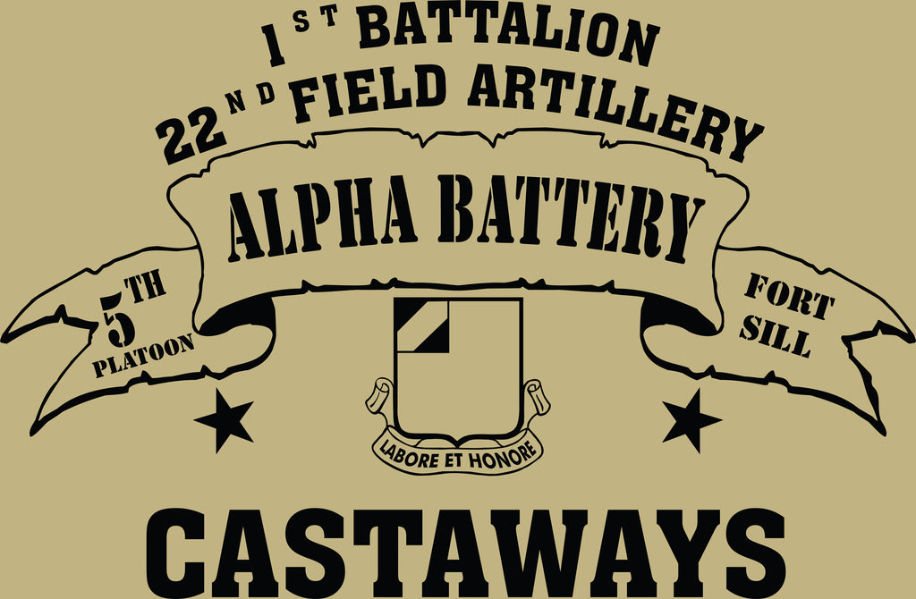 VINTAGE PLATOON SHIRT ALPHA 1-22nd 5th PLATOON CASTAWAYS