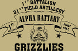 VINTAGE PLATOON SHIRT ALPHA 1-31st 1st PLATOON GRIZZLIES