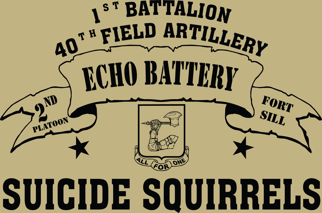 VINTAGE PLATOON SHIRT ECHO 1-40th 2nd PLATOON SUICIDE SQUIRRELS