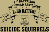 VINTAGE PLATOON SHIRT ECHO 1-40th 2nd PLATOON SUICIDE SQUIRRELS