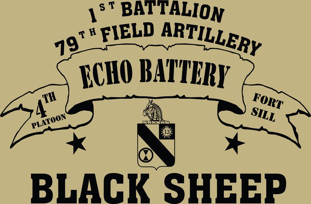 VINTAGE PLATOON SHIRT ECHO 1-79th 4th PLATOON BLACK SHEEP