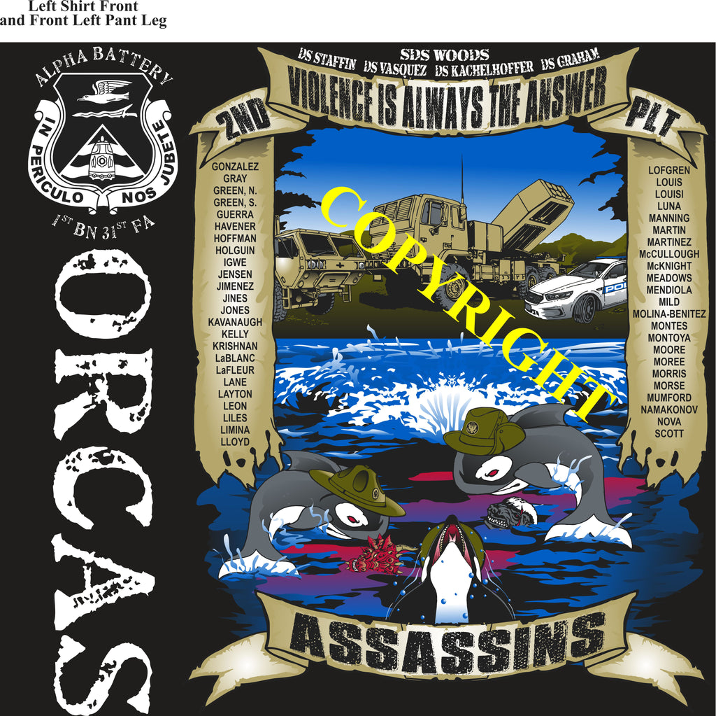 Platoon Items (2nd generation print) ALPHA 1st 31st ORCAS SEPT 2022