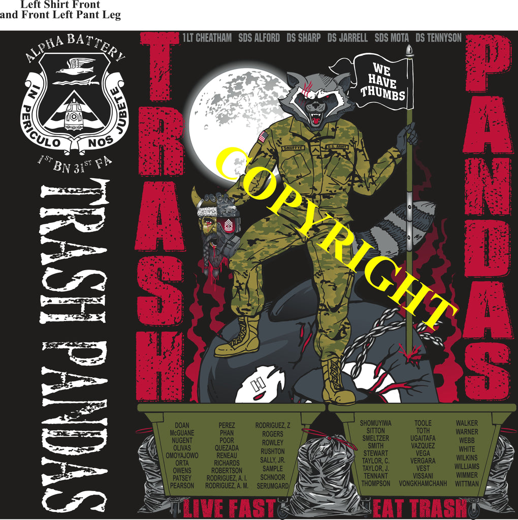 Platoon Items (2nd generation print) ALPHA 1st 31st TRASH PANDAS JUNE 2022