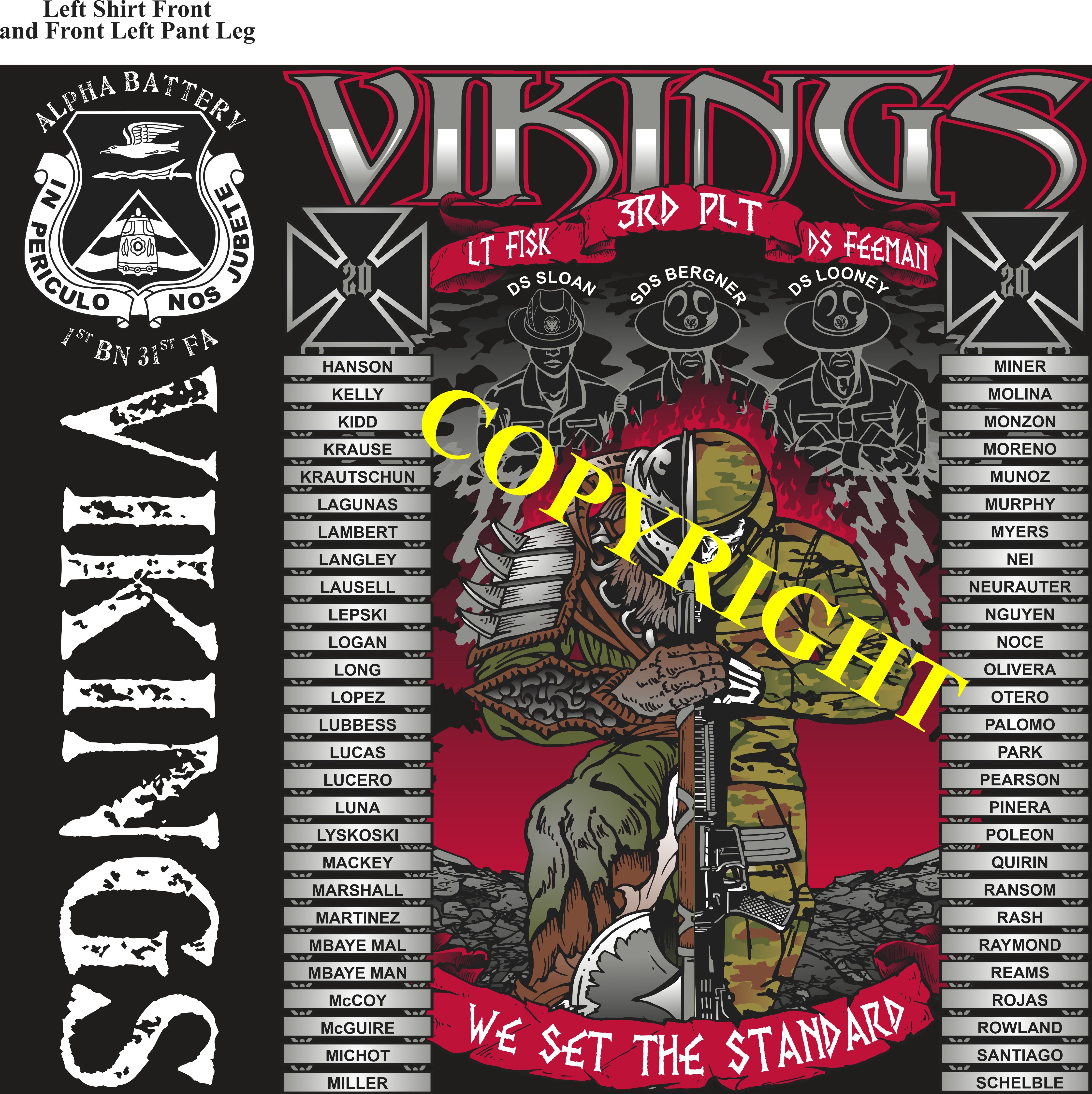 Platoon Shirts (2nd generation print) ALPHA 1st 31st VIKINGS AUG 2020