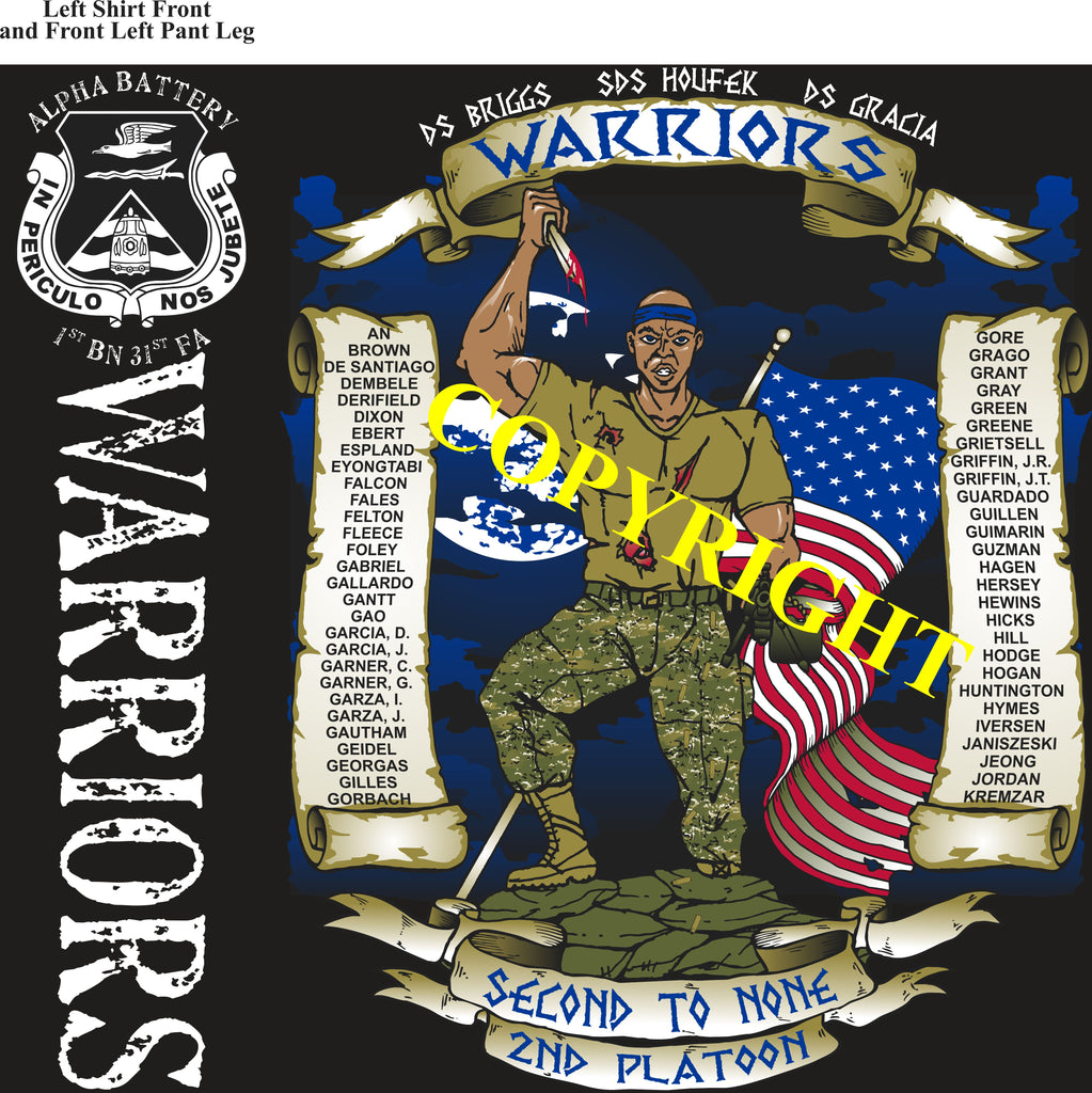 Platoon Shirts (2nd generation print) ALPHA 1st 31st WARRIORS APR 2020