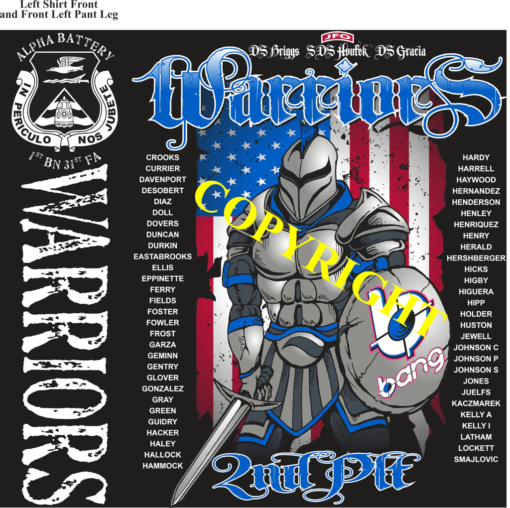 Platoon Shirts (2nd generation print) ALPHA 1st 31st WARRIORS AUG 2020
