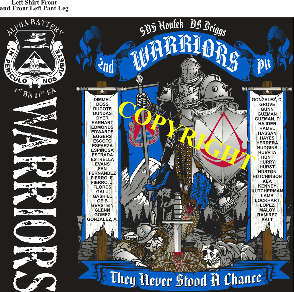 Platoon Shirts (2nd generation print) ALPHA 1st 31st WARRIORS NOV 2020
