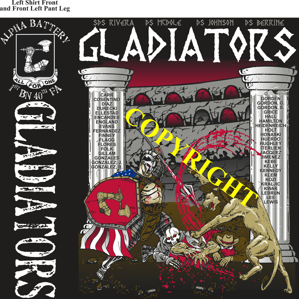 Platoon Shirts (2nd generation print) ALPHA 1st 40th GLADIATORS APR 2021