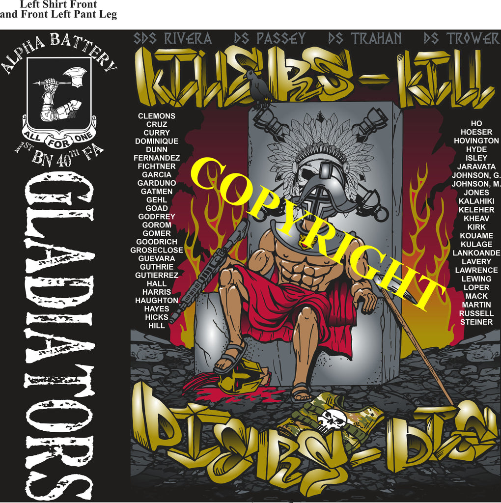 Platoon Shirts (2nd generation print) ALPHA 1st 40th GLADIATORS OCT 2021