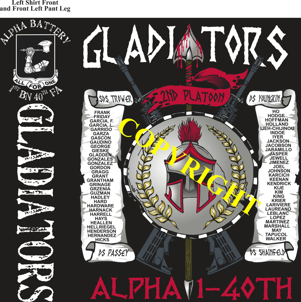 Platoon Items (2nd generation print) ALPHA 1st 40th GLADIATORS OCT 2022