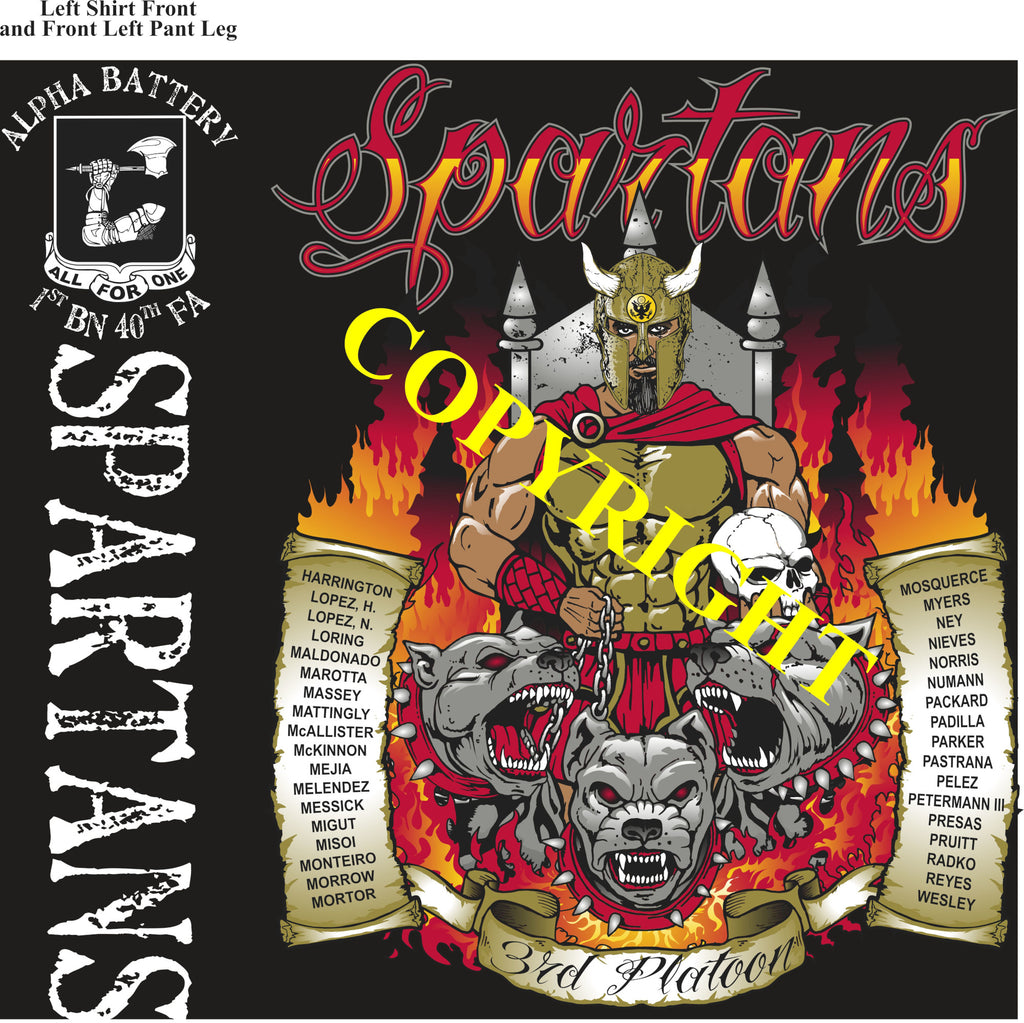 Platoon Shirts (2nd generation print) ALPHA 1st 40th SPARTANS APR 2021