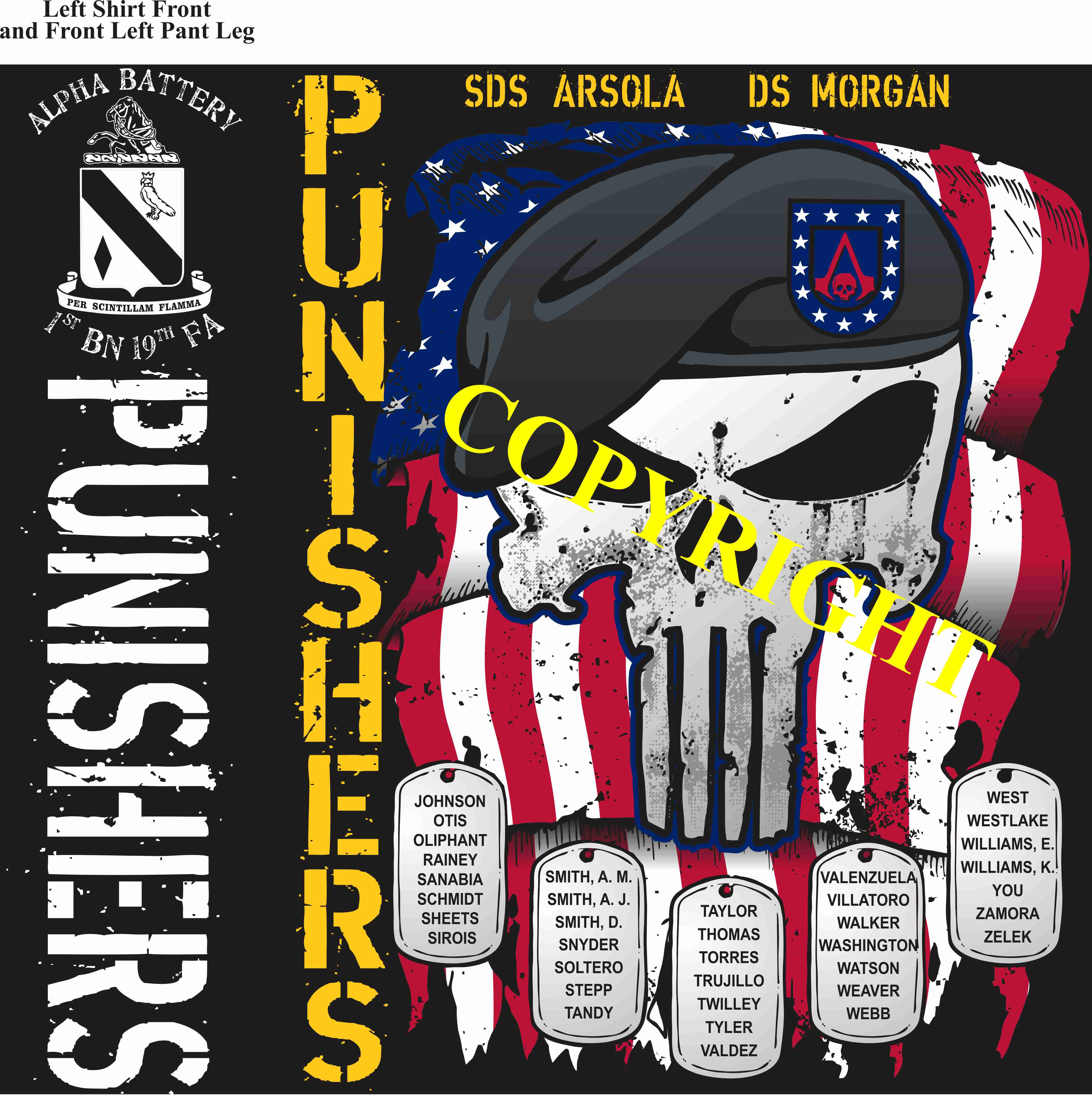 Platoon Shirts (2nd generation print) ALPHA 1st 19th PUNISHERS JULY 2019