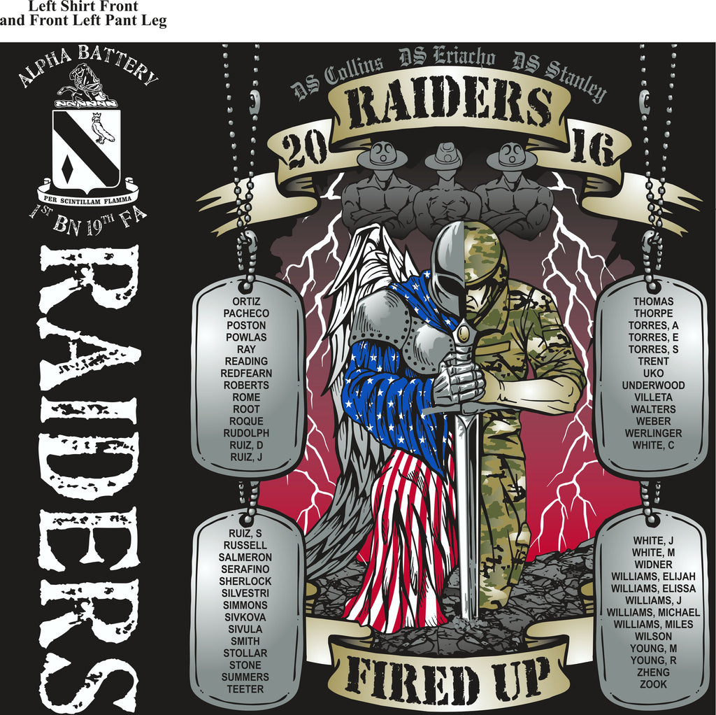 PLATOON SHIRTS (2nd generation print) ALPHA 1st 19th RAIDERS DEC 2016