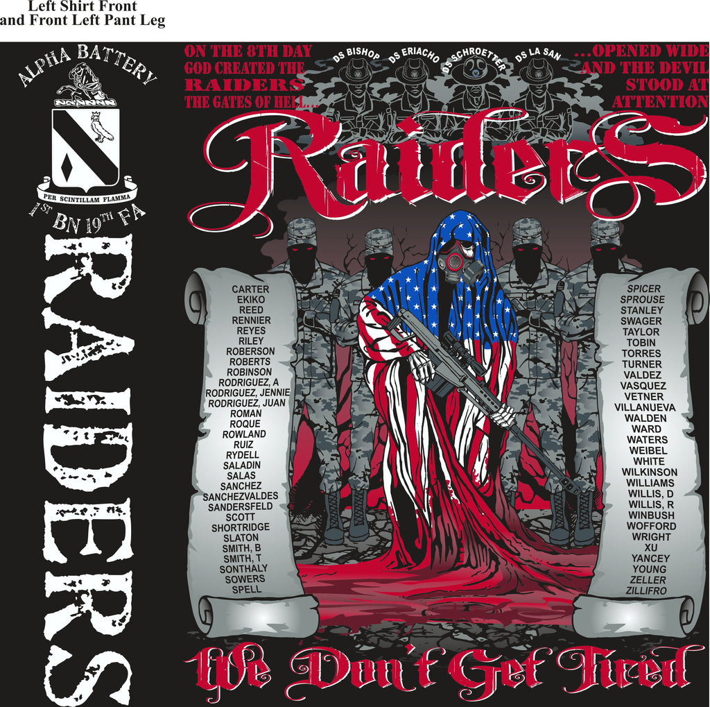 Platoon Shirts (2nd generation print) ALPHA 1ST 19TH RAIDERS DEC 2017