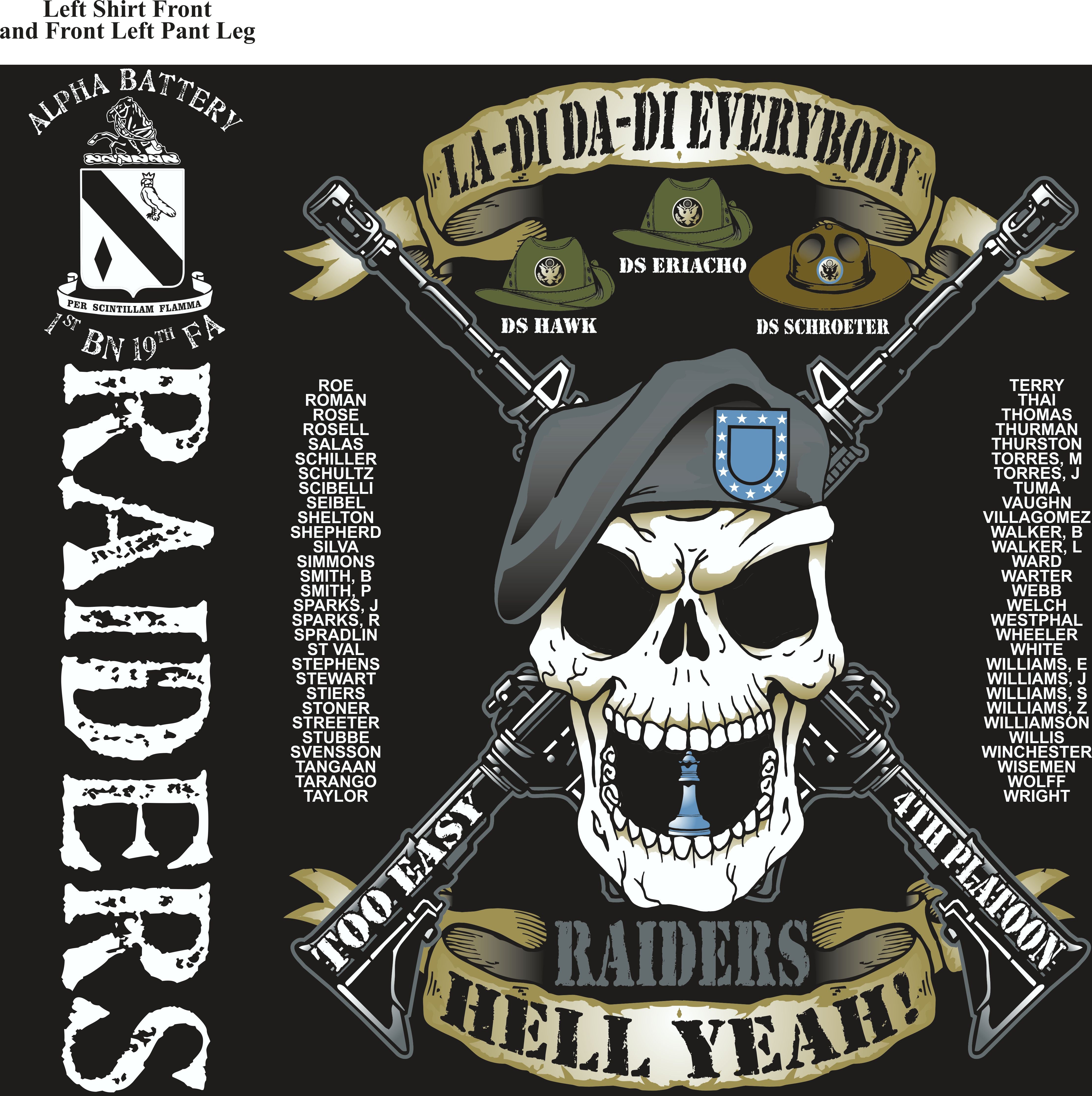 Platoon Shirts (2nd generation print) ALPHA 1ST 19TH RAIDERS SEPT 2017