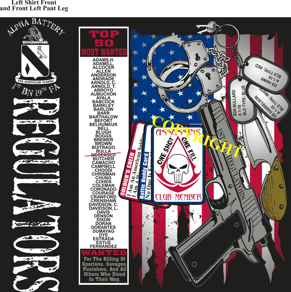 Platoon Shirts (2nd generation print) ALPHA 1st 19th REGULATORS JAN 2019