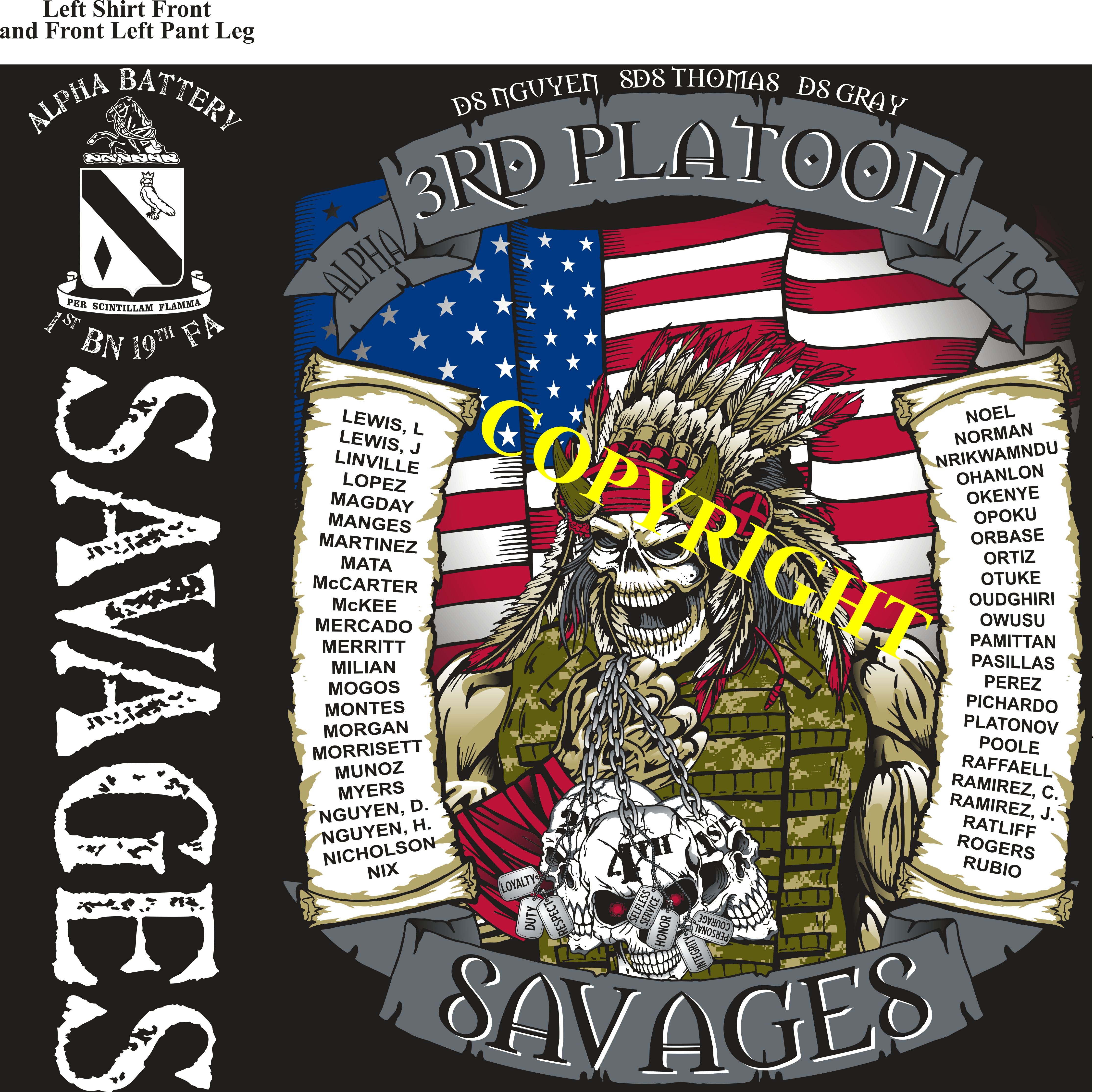 Platoon Shirts (2nd generation print) ALPHA 1st 19th SAVAGES APR 2019