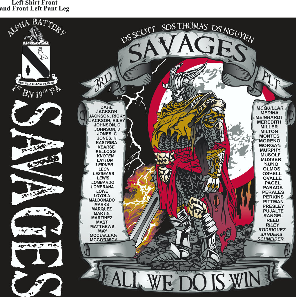 Platoon Shirts (2nd generation print) ALPHA 1st 19th SAVAGES OCT 2018