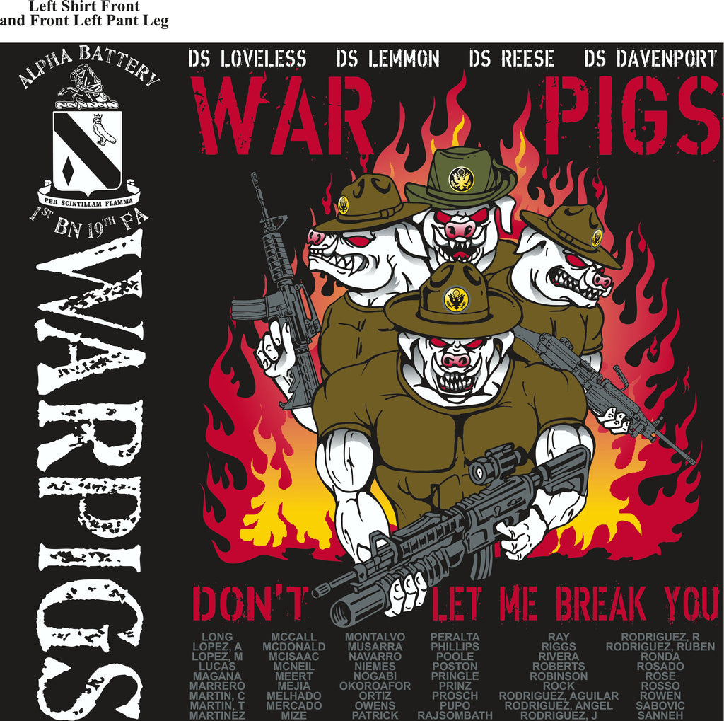 PLATOON SHIRTS (2nd generation print) ALPHA 1st 19th WAR PIGS MAR 2017