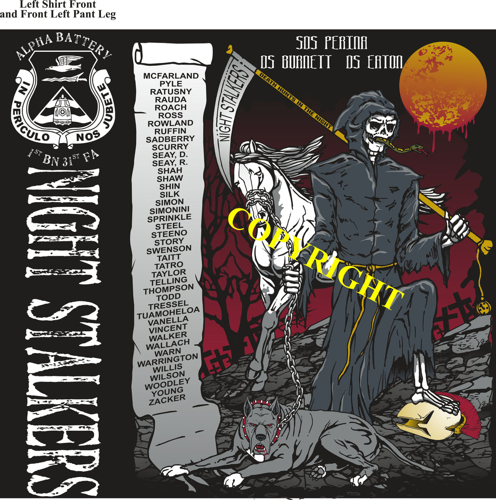 Platoon Shirts (2nd generation print) ALPHA 1st 31st NIGHT STALKERS APR 2019