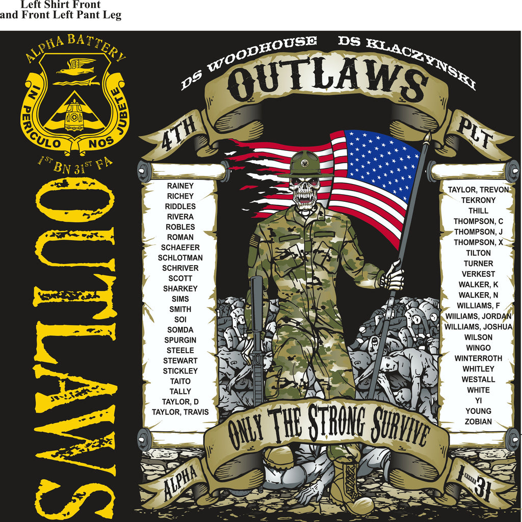 PLATOON SHIRTS (2nd generation print) ALPHA 1st 31st OUTLAWS AUG 2016