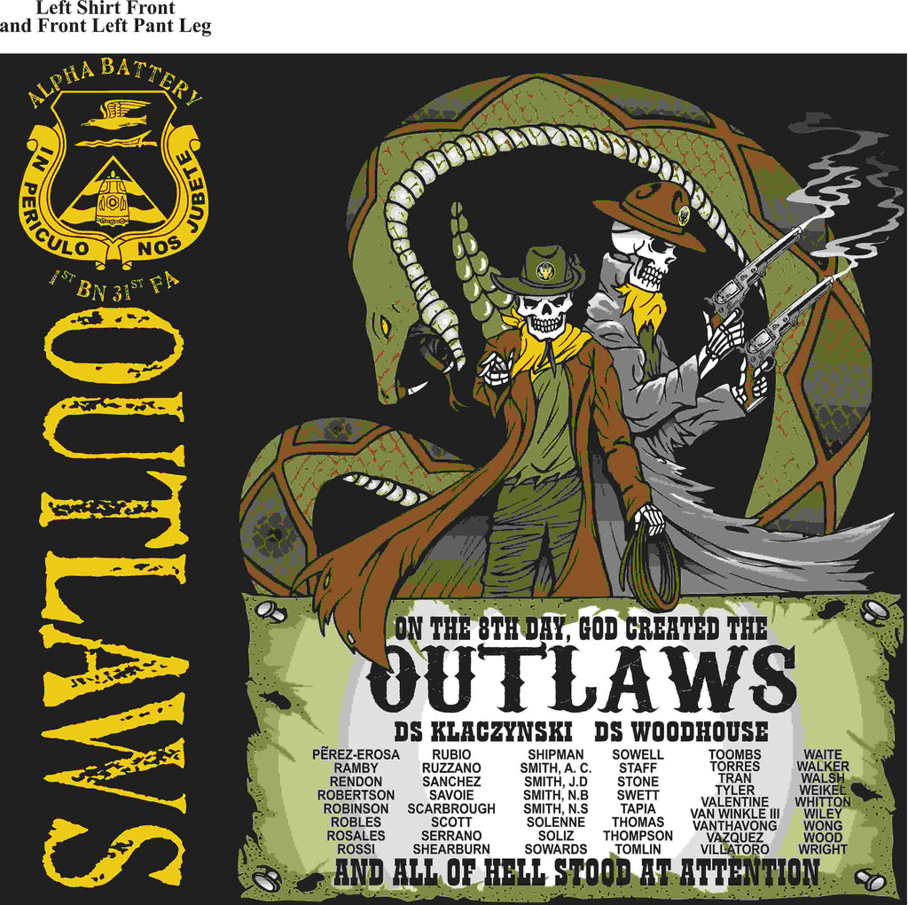 PLATOON SHIRTS (2nd generation print) ALPHA 1st 31st OUTLAWS MAY 2016