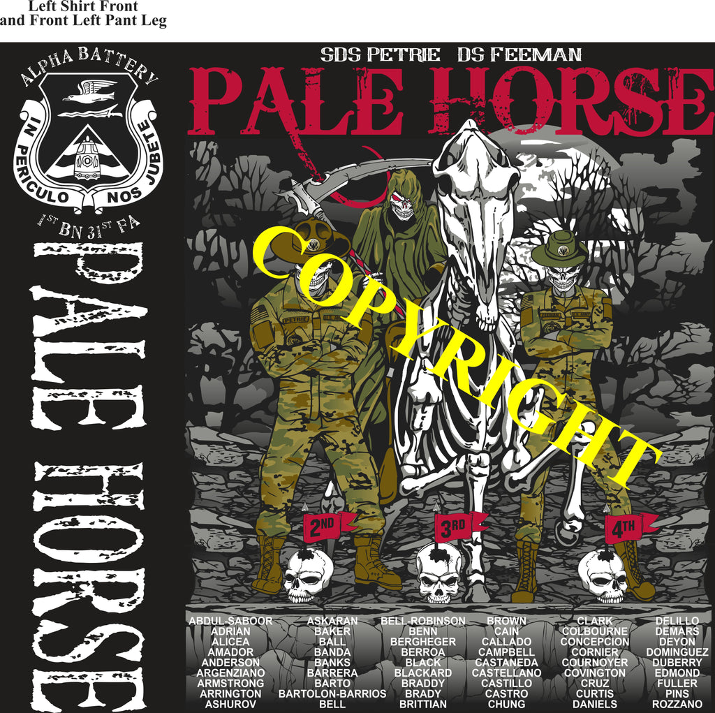 Platoon Shirts (2nd generation print) ALPHA 1st 31st PALE HORSE JAN 2020
