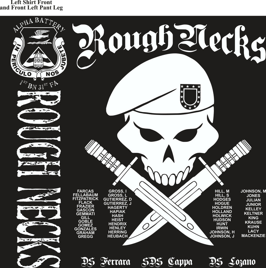 PLATOON SHIRTS (2nd generation print) ALPHA 1st 31st ROUGHNECKS NOV 2016