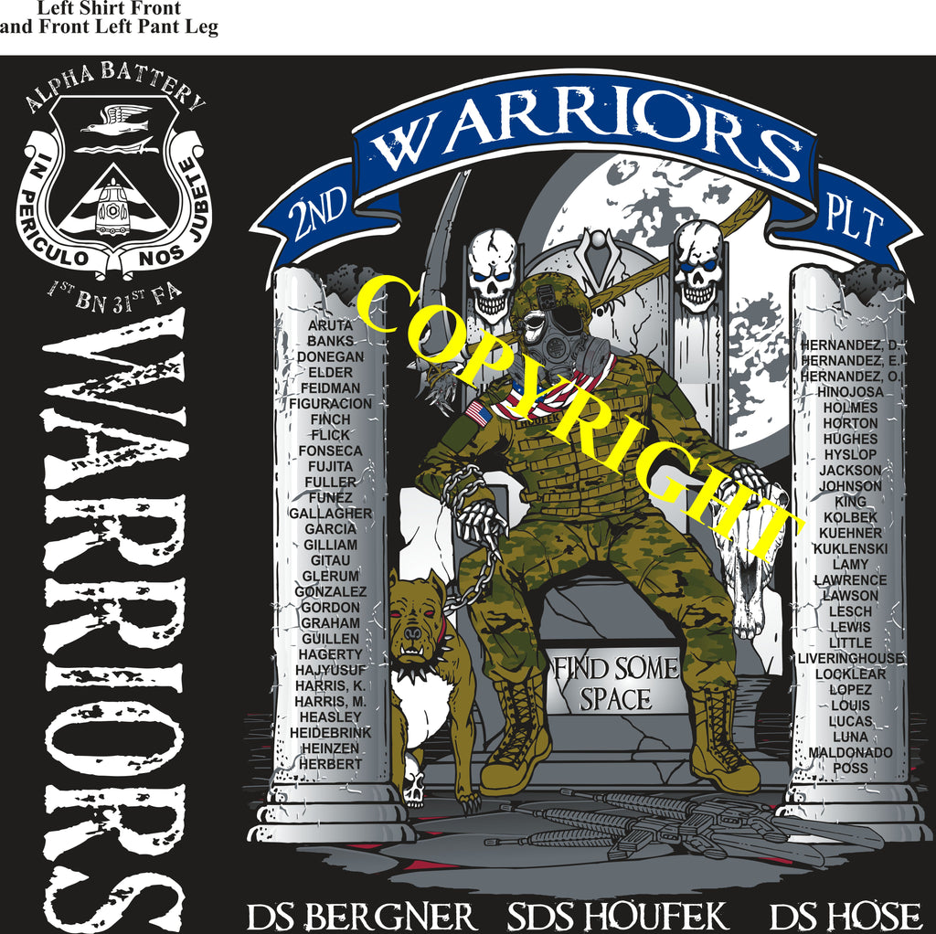 Platoon Shirts (2nd generation print) ALPHA 1st 31st WARRIORS OCT 2019