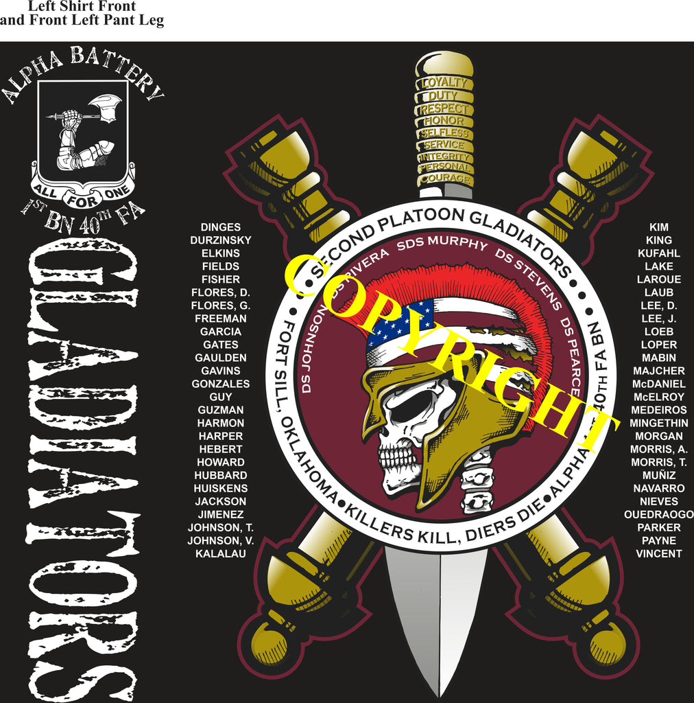 Platoon Shirts (2nd generation print) ALPHA 1st 40th GLADIATORS MAR 2020