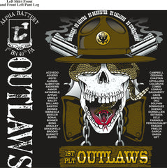 PLATOON SHIRTS (2nd generation print) ALPHA 1st 40th OUTLAWS MAY 2017