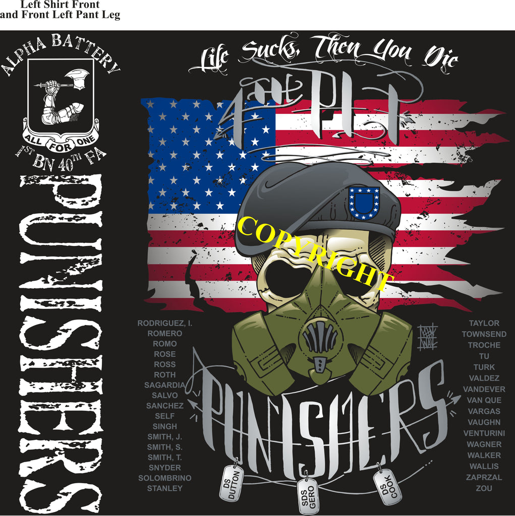 Platoon Shirts (2nd generation print) ALPHA 1st 40th PUNISHERS FEB 2019