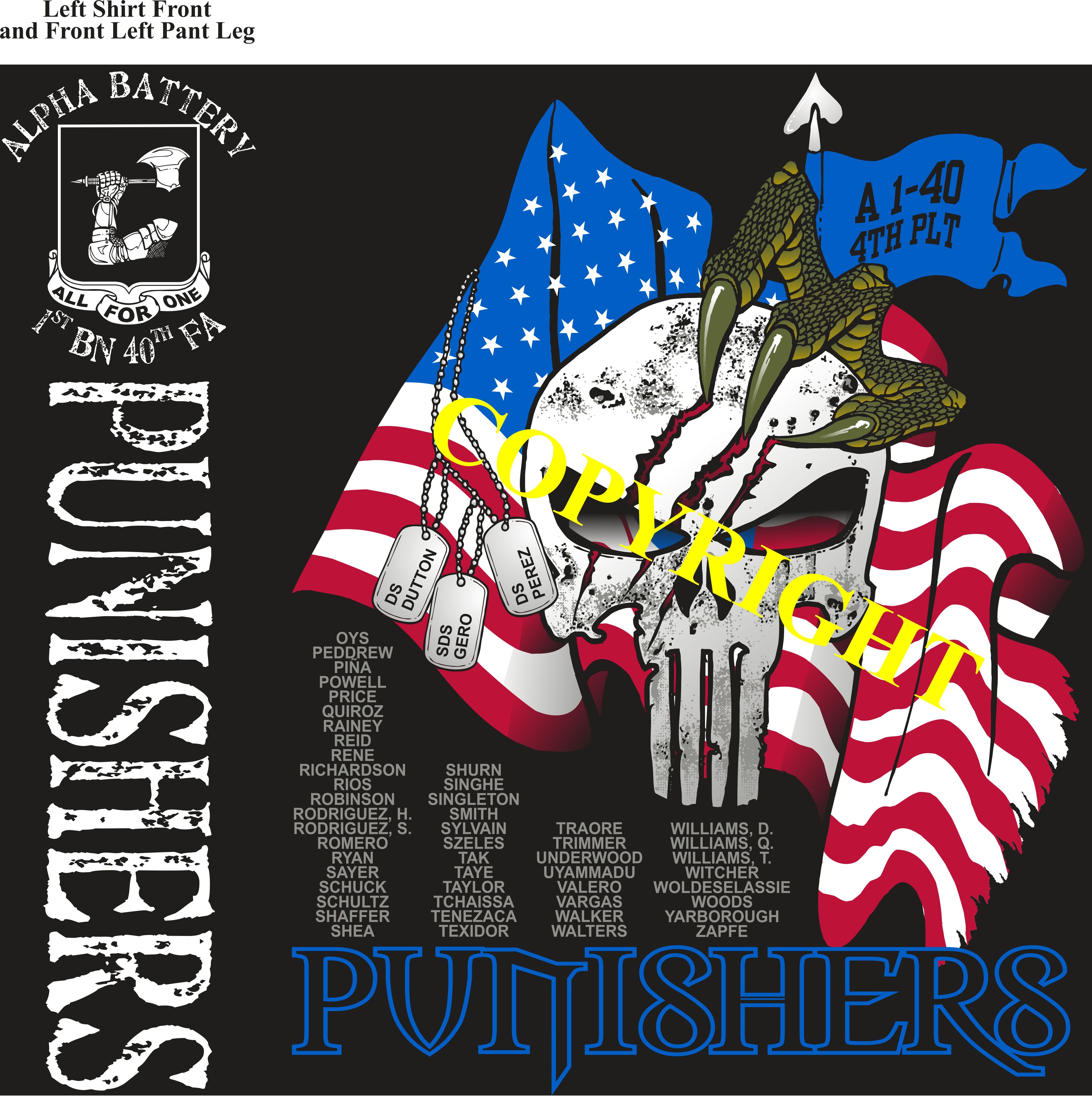 Platoon Shirts (2nd generation print) ALPHA 1st 40th PUNISHERS MAY 2019