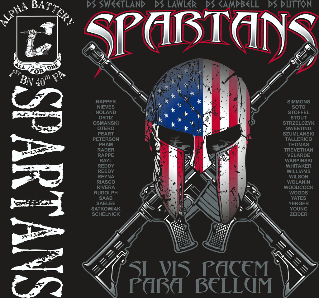 Platoon Shirts (2nd generation print) ALPHA 1ST 40TH SPARTANS FEB 2018