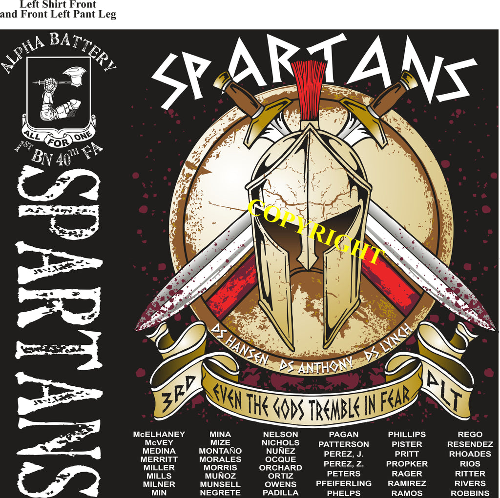 Platoon Shirts (2nd generation print) ALPHA 1st 40th SPARTANS FEB 2019