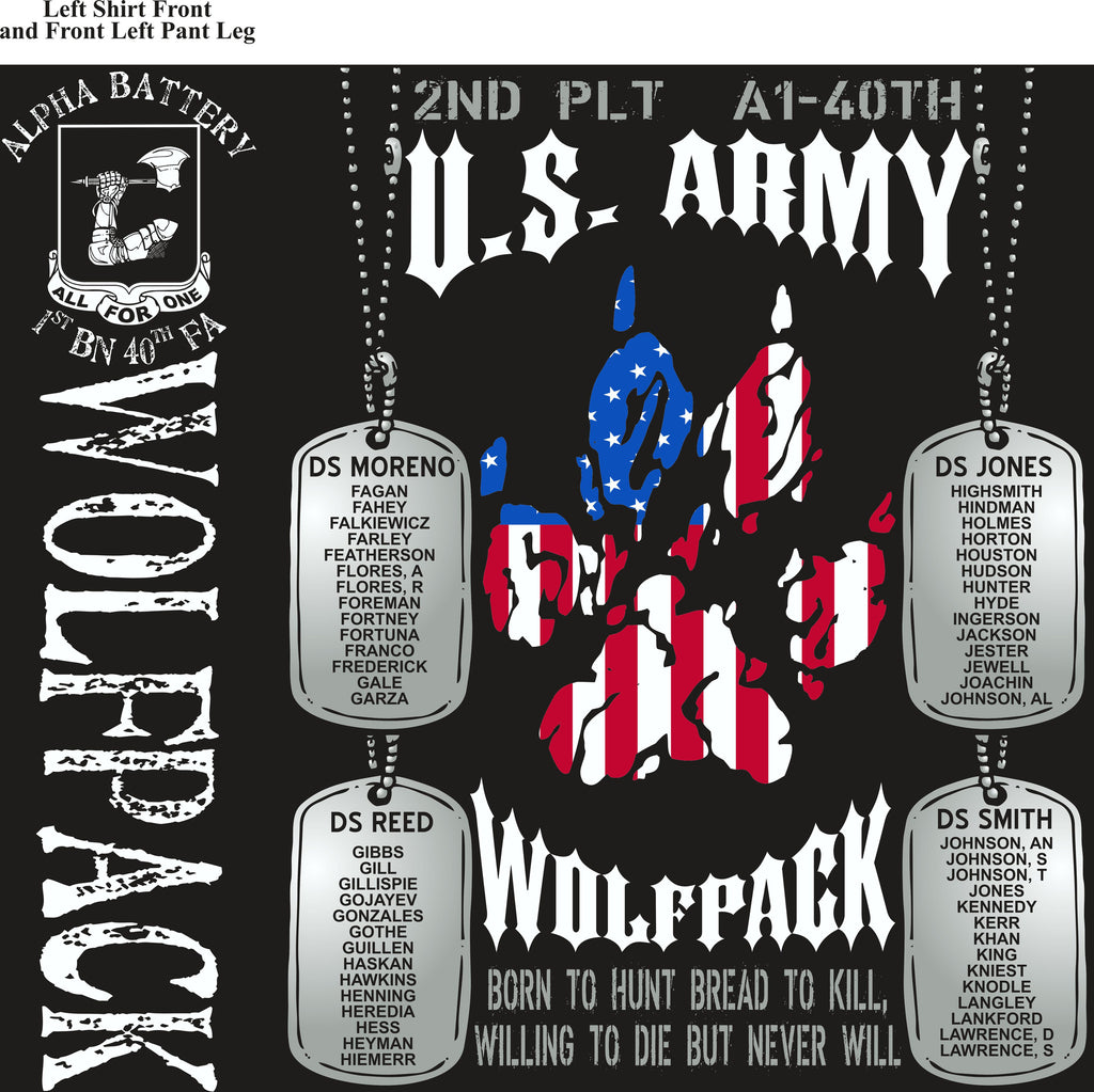 PLATOON SHIRTS (2nd generation print) ALPHA 1st 40th WOLFPACK DEC 2016