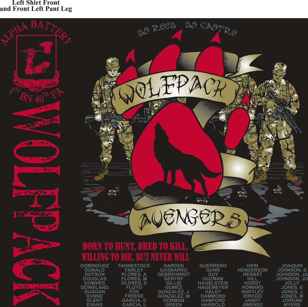 PLATOON SHIRTS (2nd generation print) ALPHA 1st 40th WOLFPACK SEPT 2016