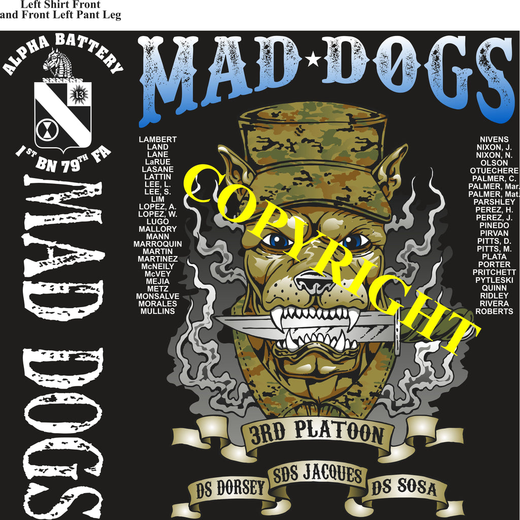 Platoon Shirts (2nd generation print) ALPHA 1st 79th MAD DOGS JAN 2020