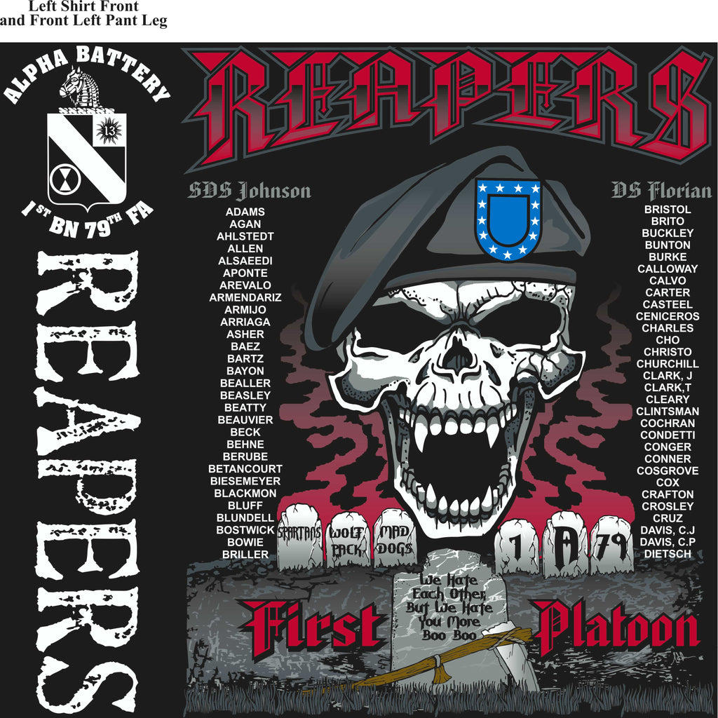 Platoon Shirts (2nd generation print) ALPHA 1ST 79TH REAPERS SEPT 2017