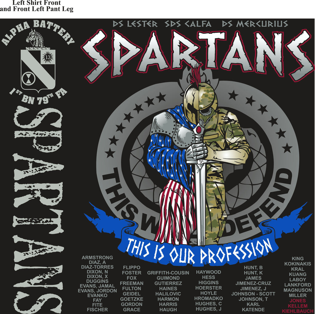 PLATOON SHIRTS (2nd generation print) ALPHA 1st 79th SPARTANS SEPT 2016
