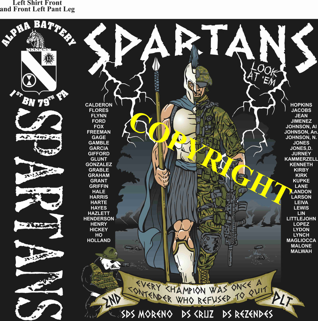 Platoon Shirts (2nd generation print) ALPHA 1st 79th SPARTANS JULY 2019