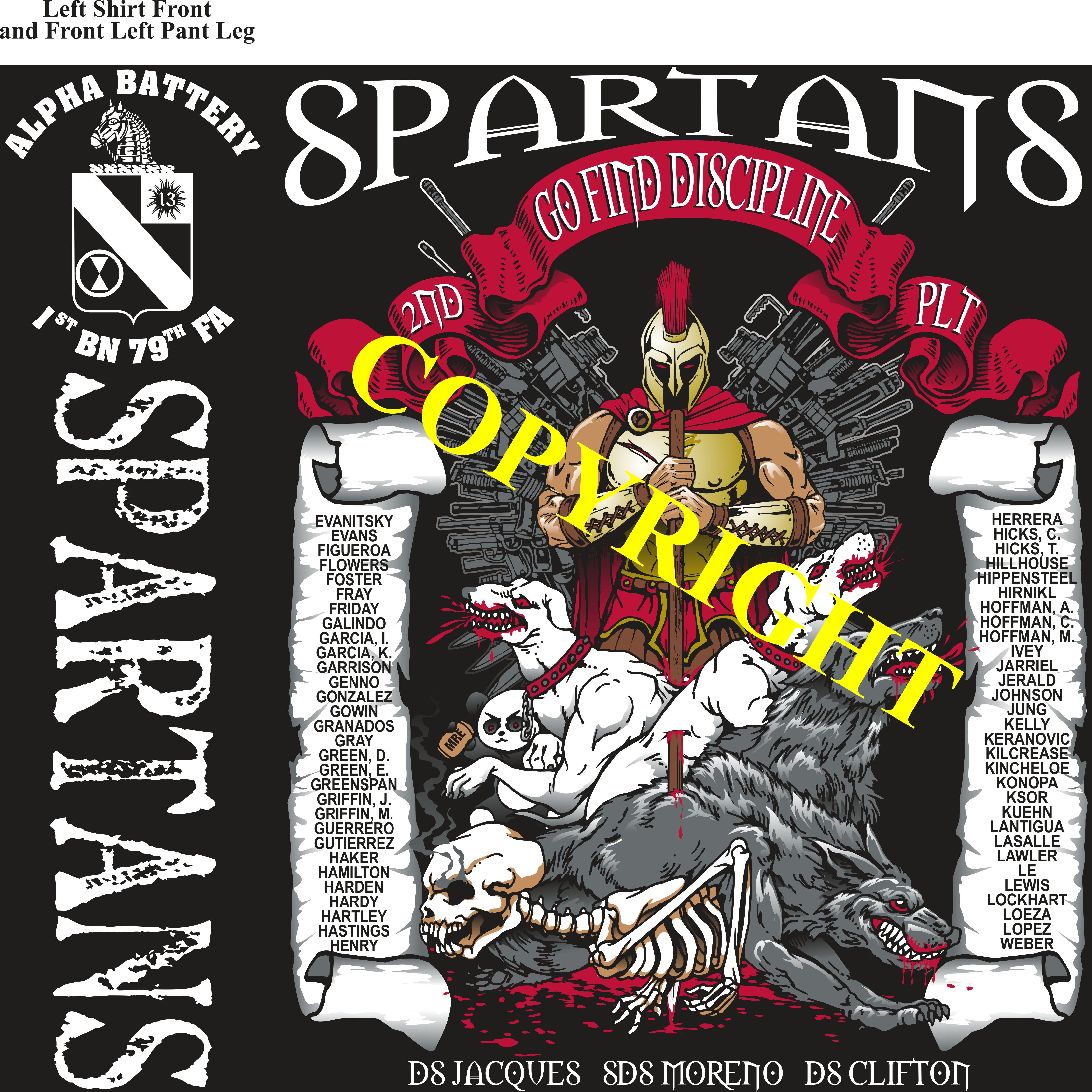 Platoon Shirts (2nd generation print) ALPHA 1st 79th SPARTANS OCT 2019