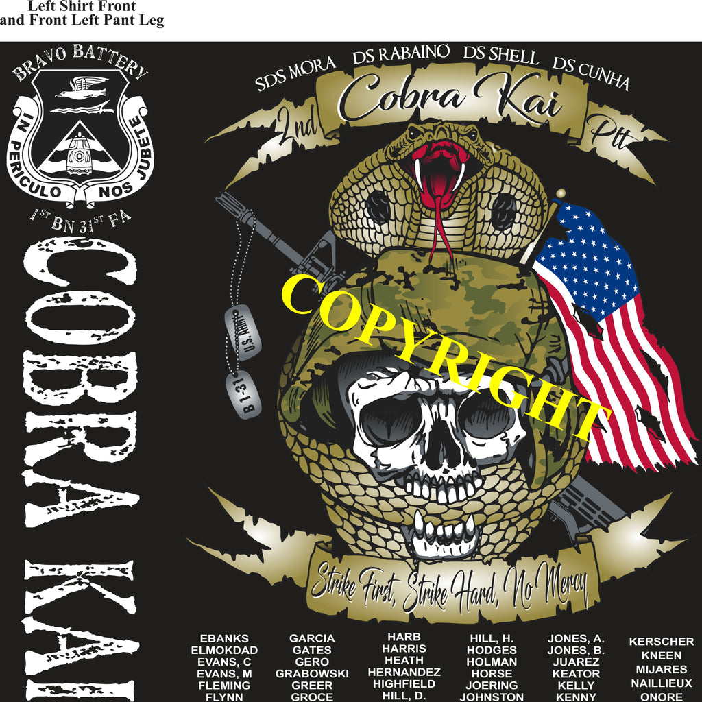 Platoon Shirts (2nd generation print) BRAVO 1st 31st COBRA KAI DEC 2020